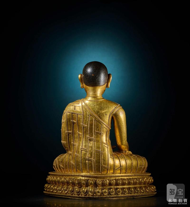14世纪（丹萨替） 铜鎏金止贡巴·仁钦贝像 - 图5